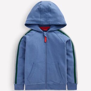 Mini Boden -  Blue Hoodie with Striped Sleeves / size 3-4y